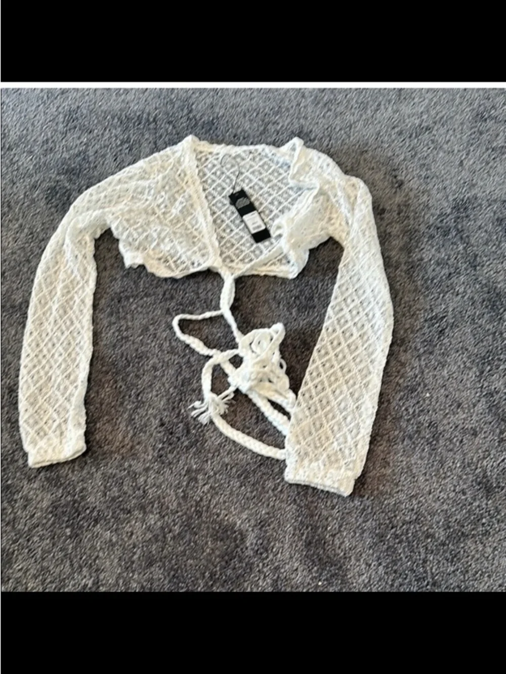 Fashion Nova White Crochet Tie-Front Bolero - Picture 1 of 2